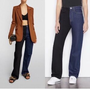 NWT FRAME Denim Le Jane Colorblock High Waist Relaxed Jeans Dell Noir